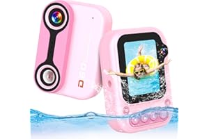 AGSTMG Macchina Fotografica Subacquea per Bambini, 12MP Selfie Fotocamera Impermeabile per Bambini 1080P Videocamera Subacquea 3M/10FT Waterproof Camera per Bambino Bambine 5 6 7 8 Anni con Scheda SD 32GB