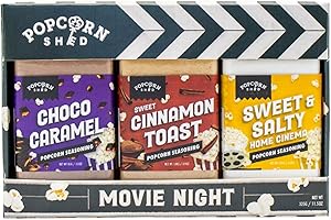Popcorn Shed Movie Night Popcorn Seasonings (3 Flavours) - Sweet and Savoury Popcorn Flavouring Variety Pack, Easy & Low Calorie Snack, Perfect for Movie Nights, Parties & Gifting