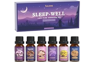 SALKING Oli Essenziali Dormire bene per Diffusori 6x10ml, Set di Olio Essenziale Puri per Aromaterapia e Massaggi - Vetiver, benzoino, valeriana, elicriso, lavanda, legno di sandal