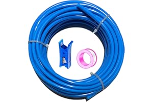 HAXIHA 10 Metri Tubo Aria Compressa Blu,Attacco Rapido Tubo Aria 12mm Diametro Esterno 8mm 32.8ft Diametro Interno, Pneumatico per Aria Compressa Adatto Per il di vari Utensili Pneumatici