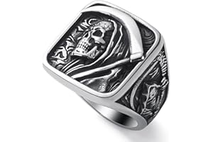 WESTMIAJW Mens Skull Ring Stainless Steel Gothic Punk Goth Reaper Octopus Pirate Skull Rings Jewellery for Men Size Q,S,T1/2,V1/2,Y,Z+1