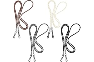 Amabro 4 szt. skórzanych pasków do okularów, wielokolorowe smycze do okularów, łańcuszek do okularów