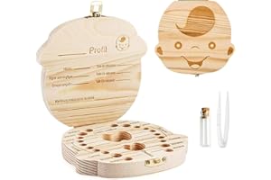 GeekerChip boîte pour dents de lait(Garçon),cadeau pour enfants en bois de souvenir, boîte en bois pour ranger les dents [Version française]