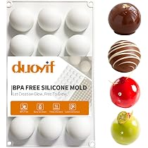 Duoyif Moule En Silicone Demi-Sphère 15 Cavités 4 cm Moule