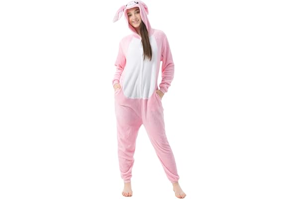 Katara 1744 - Grenouillère Combinaison pour Adultes Tenue de Nuit Pyjama Kigurumi - Taille L 165-175cm Lapin