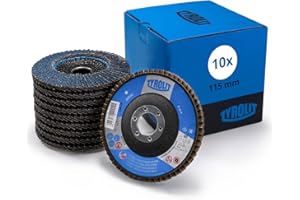 Tyrolit Disco de láminas 2 en 1, 115 mm x 22,23 mm, tamaño de grano 40, 10 unidades, calidad profesional, para acero y acero inoxidable, larga vida útil, discos de láminas, discos abrasivos básicos