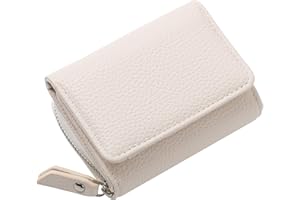 RRANCharltu Portafoglio Donna Piccolo in Pelle Portamonete Donna con Cerniera Coin Grande Capacità Mini Portafoglio con Slot Per Schede, Bianco