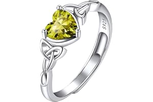Suplight 925 Sterling Silver Celtic Knot/Claddagh Heart Rings, Adjustable Ring Irish Celtic Jewelry for Women Girls (with Gift Box)