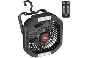 Diealles Shine Ventilatore da campeggio con batteria 10400 mAh, ventilatore USB 3 in 1, ventilatore da campeggio molto silenzioso, ventilatore da tenda con luce LED, ventilatore da tavolo per esterni