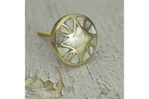 ARTISNO Bouton de tiroir en nacre – Quincaillerie d'armoire contemporaine dorée, boutons et poignées en laiton, élégant pour meubles, commodes, placards, portes en verre, armoire et tiroirs (design 5)