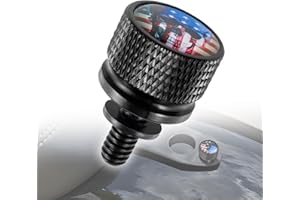 YHTIMIOX Seat Bolt Screw Knurled Stainless Steel Seat Bolt for Harley 1996-2023 (Black,Flag Skull)