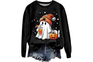 NerYuo Halloween Sweatshirt Femme Col Rond Sweatshirt Graphique Imprimé Halloween Pull à Manches Longues Casual Vêtements Chemisier Tops Sport Hauts Sweatshirts Automne Hiver