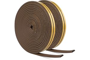 JEMESI Bande de Joint, Auto-adhésif Joint d'étanchéité de porte, 4 joints pour Fenêtre Anti-intempéries,Rouleau Insonorisation (20m Marron)