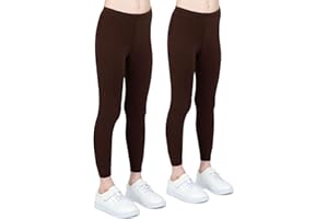 looksy 2er-Pack Leggings für Mädchen, knöchellange Activewear-Hosen für Kinder, atmungsaktives Baumwollgewebe, modische Kinderhosen, einfarbig, Schule, Tanz, Gymnastik, Größen 3–13 Jahre