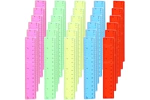 LNRUEG Paquete de 100 reglas de plástico transparente de 6 pulgadas, reglas pequeñas con pulgadas y centímetros, reglas métricas a granel de colores surtidos para aula, niños, estudiantes, suministros de