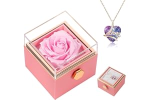 TangDouJM Forever Roses, Heart Shaped Crystal Necklace with Gift Box, Gifts for Women, Birthday Gifts for Her, Love Gifts for Her, Girlfriend, Wife, Christmas, Valentine's Day,