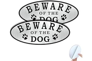 SINMAO Targhette adesive per cancelli con scritta "Beware of Dog", in alluminio spazzolato, 18 x 7,6 cm, confezione da 2