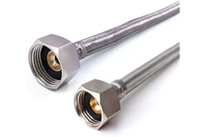 Xcel Home Conector flexible BSP de 300 mm de 1/2 x 3/4 pulgadas | Manguera trenzada de 1 tubo flexible de repuesto para baño, cocina, caldera, fontanero, manguera flexible