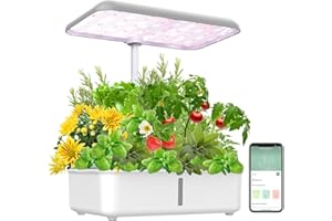 YIYEGO Hydroponisches Anzuchtsystem WiFi, 14Pods Smart Garden mit Led Pflanzenlampe, Manuell/APP Gesteuert, Automatisch Timer Indoor Kräutergarten Kit, Höhenverstellbar, Grau, 42cm