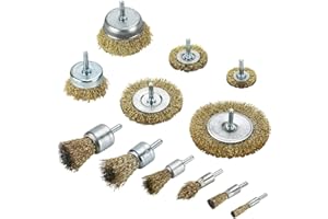 ANESTY Set 12 Spazzole Metalliche per Trapano, Spazzola a Tazza per Trapano Smerigliatrice con Gambo in Filo di Acciaio da 1/4 di Pollice per Ruggine Metallo Legno