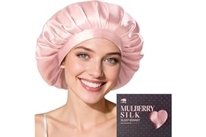LitBear 22 Momme Seidenhaube zum Schlafen - Schlafmütze aus 100% Maulbeerseide, 100% Silk Bonnet mit elastischem Band, atmungsaktive und verstellbare Schlafhaube für lockiges Haar