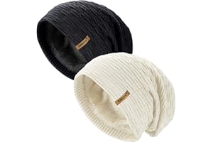 TOSKATOK® Ladies Mens Unisex Warm Winter Textured Knit Slouch Beanie hat with Cosy Faux Fur Teddy Fleece Liner