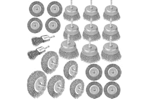 IELEK Wire Brush Wheel Cup Brush Set, 24Pcs Wire Wheel Brush for Drill 1/4 Inch Hex Shank Coarse Carbon Steel Crimped Wire Wheel for Cleaning Rust, Stripping and Abrasive