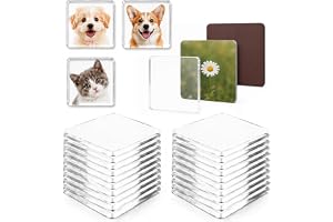 20 stycken gör-det-själv kylskåpsmagneter 7,5 x 7,5 cm, magneter själv designa set av akryl, kvadratisk fotomagnet med självhäftande film för bilder, kök, kontor och skola