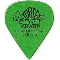 Médiators Dunlop Tortex Sharp 0.88mm - Vert - Lot De 12 Pièces - Pour Guitare
