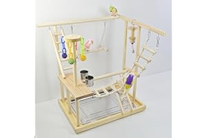 xixibuy Bird stands for parrots, Bird play stand, Bird playground, Bird perchs, Wooden Parrot Stand for Small Middle Parakeets Cockatiels Finches Budgie Lovebirds -48 * 33 * 54.5CM