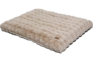 BingoPaw Panier Chien Grande Taille: 120x90x12cm Coussin Chien XXL Déhoussable et Lavable en Machine, Tapis Matelas Lit, Base Antidérapant Tissu Peluche Doux, Beige