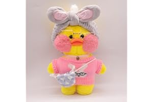 Tittaty Pato de Peluche de Juguete muñeca de Dibujos Animados Lindo suéter Sombrero Gafas (Pink)