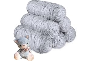 YCFAN Crochet Yarn Chunky Yarn for Crochet,Chunky Wool for Knitting 100g Balls x 6 Chenille Yarn,Wool for Crochet Kits for Beginners Adults for Handmade Crafts Hats Blankets Scarves(6,Grey)