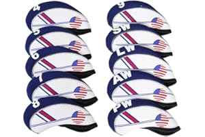 MamimamiH Golf Lot de 10 Housses de Protection en néoprène Motif Drapeau américain Bleu/Blanc, Bleu Marine