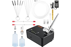 VEVOR Dual Action Airbrush zestaw z pistoletem do lakierowania, 30 psi ± 15%, kompresor powietrza 220 V, zestaw do makijażu, manicure, tatuażu, projektowania malowania, rzemiosła artystycznego