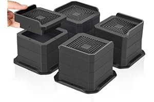 MixDora Bed Risers 1,2,3 Inch Stackable Furniture Risers with L-Shape Top Adjustable Sofa Raisers for Couches Table Chair 4 Pack Black (4 Pack, 1,2,3 Inch)