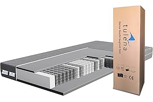 TULENA NOX Materac 90 x 190 H2 + H3 Ze Sprężynami Kieszeniowymi 17 cm - Dwustronny Dla Dzieci i Dorosłych, Z Poszewką Na Zamek Błyskawiczny, Rolowany