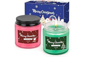 LDUMODUW Set regalo di 2 candele profumate di Natale in cera di soia naturale, set di candele profumate per donne, aromaterapia, candela, relax, stress, festa della mamma, compleanno, regali per donne