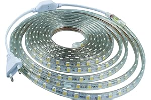 PUNTOLUCELED STRISCIA BOBINA LED 10 M METRI STRIP LUCE BIANCA FREDDA BIANCO FREDDO TUBO LUMINOSO IMPERMEABILE WATERPROOF DA ESTERNO INTERNO CON ALIMENTATORE INCLUSO