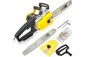 CUSROS 2200W High Power Eletric Chainsaw, 16" Lightweight Handheld Power Chain Saw with Tool-Free Chain Tension & Auto Oiler, Quenched Chain, One-Piece Moulded Guide Plate