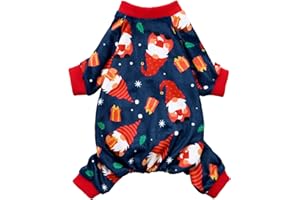 Fitwarm Zwerg Hund Weihnachten Schlafanzug, Hund Winterkleidung für kleine Hunde Mädchen, leichter Samt Haustier Overall Katze Outfit Schwarz Rot Medium