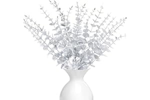 LWAIX Eucalipto Artificiali Foglie di Eucalipto Artificiale 20pcs Steli di EucaliptoEucalipto Artificiali per Festa di Nozze Giardino (20, argento)