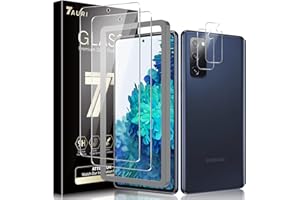 TAURI 4 sztuki szkło hartowane kompatybilne z Samsung Galaxy S20 FE, zawiera 2 sztuki ochrona ekranu + 2 sztuki ochrona tylnej kamery, bez pęcherzyków, szkło HD, łatwy zestaw instalacyjny