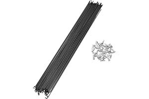 A ABSOPRO 36 Piezas Radios de Bicicleta 14G de 45 Acero Negro con 36 Pezones para Radios de Rueda de Bicicleta de Montaña MTB