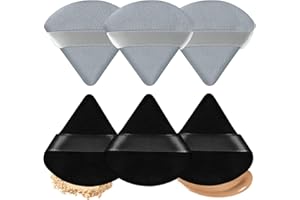 KORINTIN Piumini da Cipria, Soffio Trucco Triangolo Del Viso 6 Pezzi, Puff in Cipria Velluto Triangolare Lavabile 2,75 Pollici, Spugna per Cipria in Polvere Fondotinta Cosmetico per il Corpo Morbido Strumento