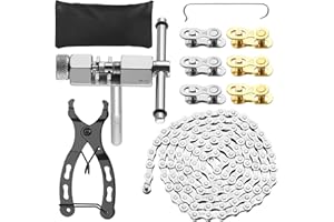 JOOHELI Jooeli Catena per Bicicletta 6/7/8 Velocità, Meccanici di Biciclette con Rompicatena e Tester per Catena, Pinza per Bicicletta con Gancio per Catena e 6 paia di lucchetti per catena