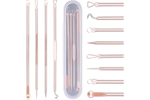 ‎DUCARE DUcare Blackhead Remover Comedone Squeezer Set 4 Pieces Professional Extraction Tweezers Set for Removing Acne Pimples Comedone Extractor for Face Care with Case (Gold)