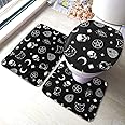 Black Skull Cat Moon Gothic Pattern Bathroom Mat Sets 3 Piece Set Rugs Memory Foam Mat Set Matches Anti-Skid Toilet Seat Cover Bath Mat Lid Cover