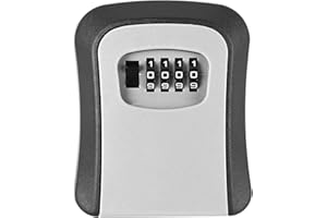 NEXMEE Boîte à Clés Sécurisée Extérieur, Boite a Clef Murale avec Code à 4 Chiffres, Boite a Cle Etanche et Antirouille, Robuste, Coffre a Clef pour Maison, Garage, Bureau, École, Noir