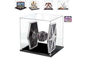 AAABOX 20x20x20cm 3mm Acrílico Vitrina para Lego Creative Workbench 21265 Imperial Tie Fighter 75300 40613 76247 31133,Transparente Caja de Exhibición para Figuras